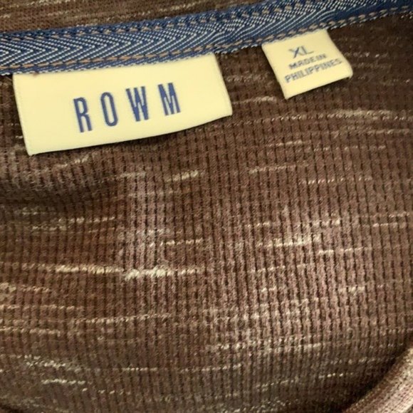 ROWM NWT MEN’S BROWN HENLEY LONG SLEEVE SIZE XL - Picture 5 of 6